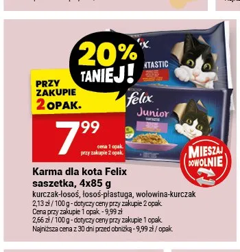 Karma dla kota Felix saszetka wołowina-kurczak 4-pak promocja w Twój Market