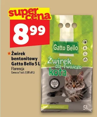 Żwirek bentonitowy Gatto Bello Florencja promocja w TOPAZ