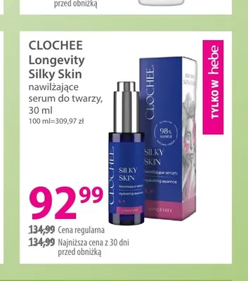 Longevity Silky Skin nawilżające serum do twarzy Clochee promocja w Hebe