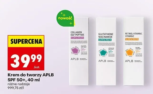 Krem do twarzy APLB SPF 50+ Collagen EGF Peptide promocja w Biedronka