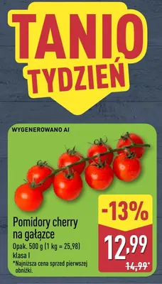 Pomidory cherry na gałązce promocja w Aldi