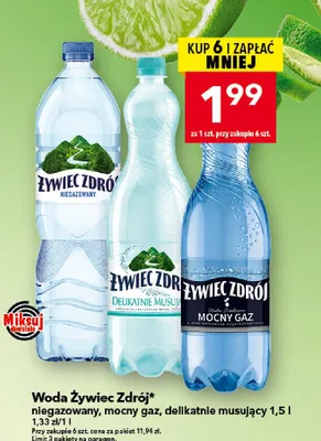 Woda gazowana Żywiec Zdrój delikatnie musujący promocja w LEWIATAN