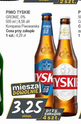 Piwo bezalkoholowe Tyskie Zero 0,0 promocja w Słoneczko