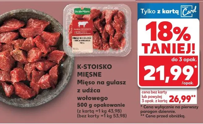 Mięso na gulasz z udźca wołowego promocja w Kaufland