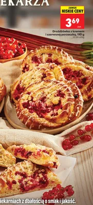Drożdżówka z kremem i czerwoną porzeczką promocja w Biedronka