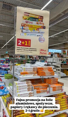 Folie aluminiowe, spożywcze, papiery i rękawy do pieczenia 2+1 gratis promocja w Auchan