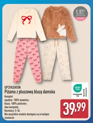 Piżama z pluszową bluzą damska Up2fashion promocja w Aldi