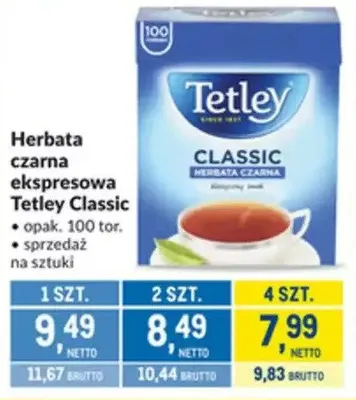 Herbata czarna ekspresowa Tetley Classic promocja w Makro