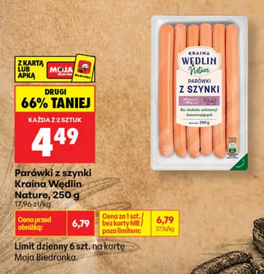 Parówki z szynki Kraina Wędlin Nature promocja w Biedronka