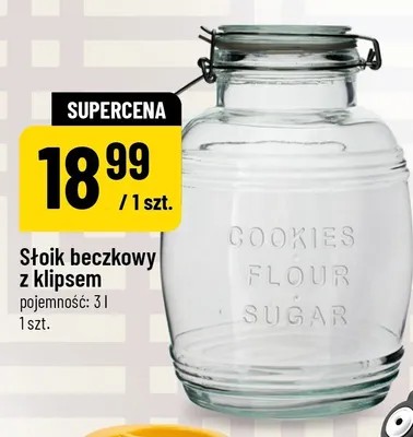 Słoik beczkowy z klipsem 3l promocja w POLOmarket