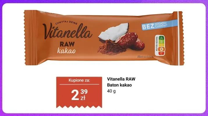 Baton kakao Vitanella RAW promocja w Biedronka