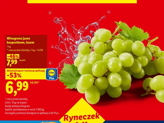 Winogrona jasne bezpestkowe luzem Ryneczek Lidla promocja w Lidl