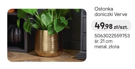 Osłonka doniczki Verve śr. 21cm metal złota promocja w Castorama