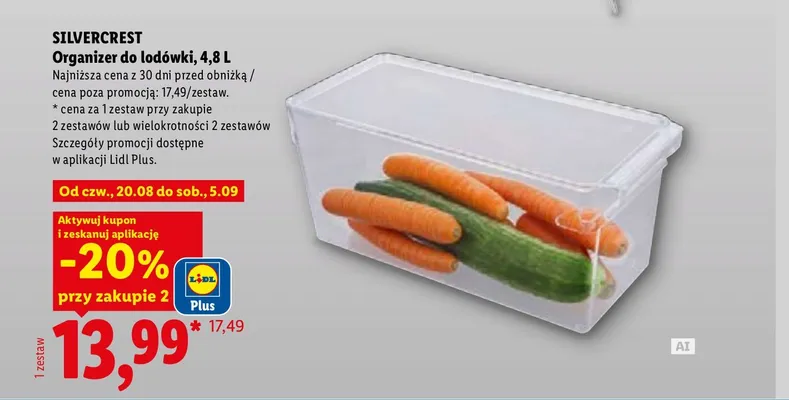 Organizer do lodówki Silvercrest 4,8 l promocja w Lidl