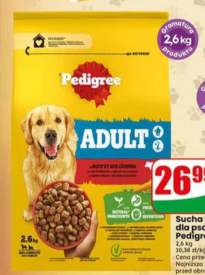 Sucha karma dla psa z wołowiną Pedigree Adult promocja w Dino