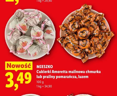 Cukierki Amoretta malinowa chmurka luzem Mieszko promocja w Lidl