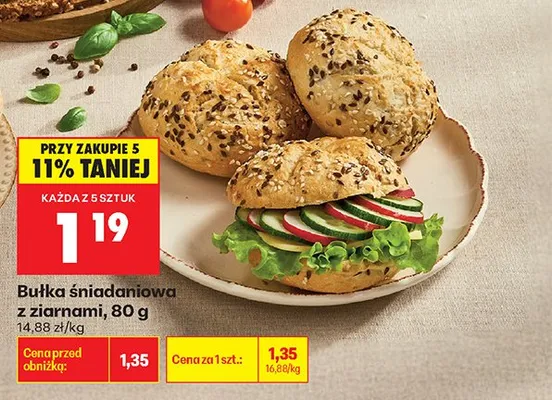 Bułka śniadaniowa z ziarnami promocja w Biedronka