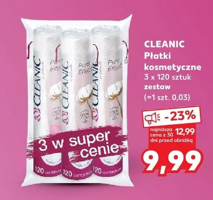 Płatki kosmetyczne Cleanic 3-pak promocja w Kaufland