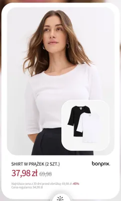 Shirt w prążek bonprix 2-pak promocja w bonprix