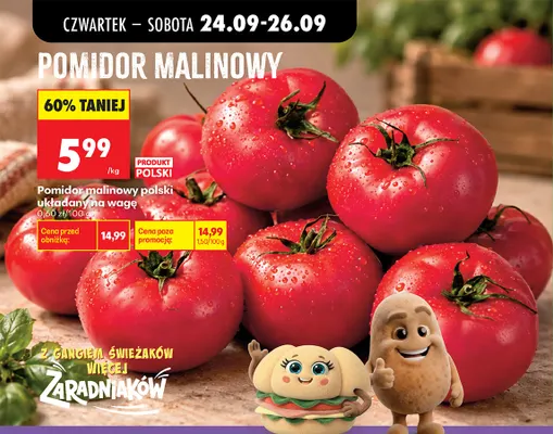Pomidory malinowe polskie układane na wagę promocja w Biedronka