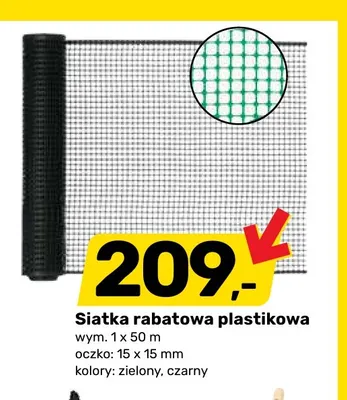 Siatka rabatowa plastikowa zielona 1x50 m oczko 15x15 mm promocja w Bricomarche