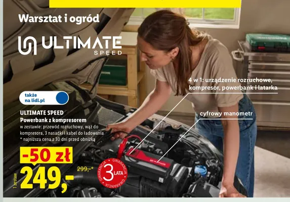 Powerbank z kompresorem Ultimate Speed promocja w Lidl