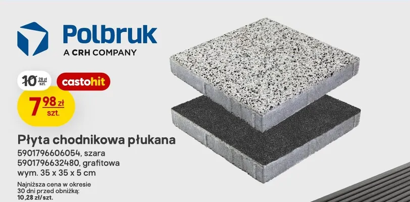 Płyta chodnikowa płukana Polbruk grafitowa 35x35x5 cm promocja w Castorama