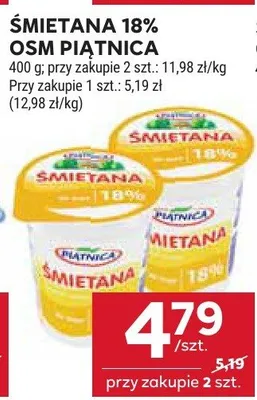 Śmietana 18% OSM Piątnica promocja w Stokrotka