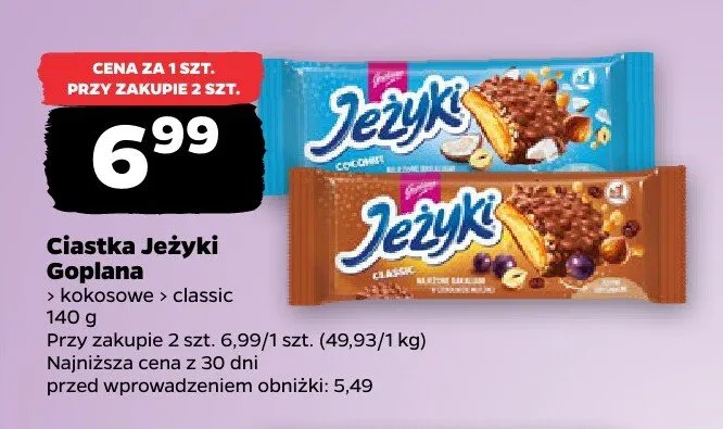 Ciastka Jeżyki Goplana promocja w Netto