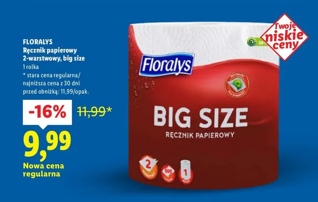 Ręcznik papierowy 2-warstwowy big size promocja w Lidl