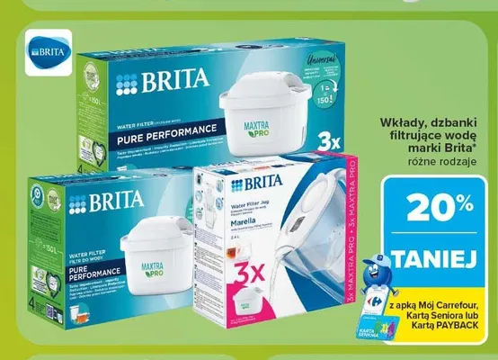 Wkłady i dzbanki filtrujące wodę Brita promocja w Carrefour