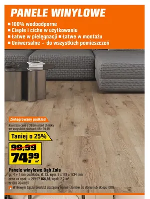 Panele winylowe Dąb Zola promocja w OBI