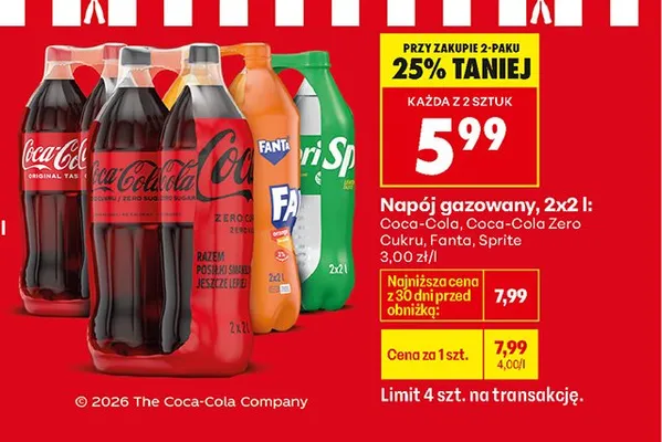 Napój gazowany Fanta 2x2 l promocja w Biedronka
