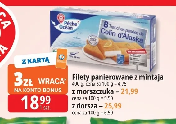 Filety panierowane z mintaja Pêche Océan promocja w Leclerc