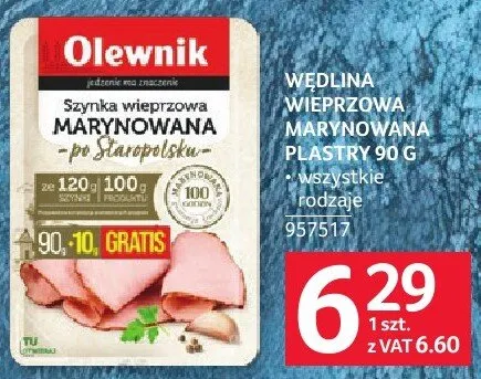 Wędlina wieprzowa marynowana plastry promocja w Selgros