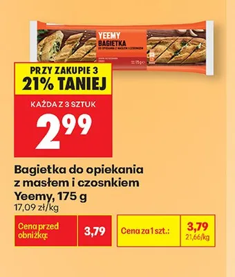 Bagietka do opiekania z masłem i czosnkiem Yeemy promocja w Biedronka