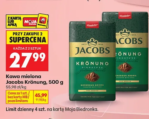 Kawa mielona Jacobs Krönung promocja w Biedronka