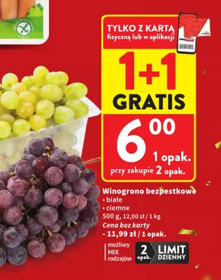 Winogrono bezpestkowe ciemne promocja w Intermarche