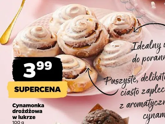 Cynamonka drożdżowa w lukrze promocja w Netto