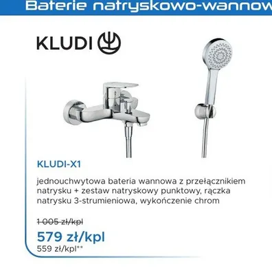 Bateria wannowa Kludi-X1 chrom promocja w Blu Salony Łazienek