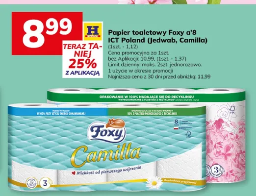 Papier toaletowy Foxy a'8 ICT Poland (Jedwab, Camilla) promocja w Hitpol