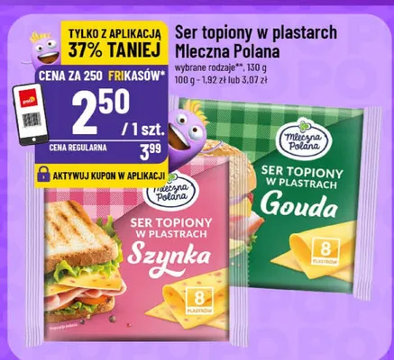 Ser topiony w plastrach Mleczna Polana Szynka promocja w POLOmarket