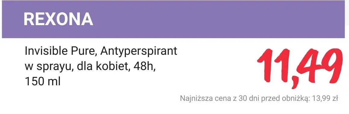Dezodorant Invisible Pure, Antyperspirant w sprayu, dla kobiet, 48h promocja w Rossmann
