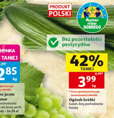 Ogórek krótki bez pozostałości pestycydów polski promocja w Auchan