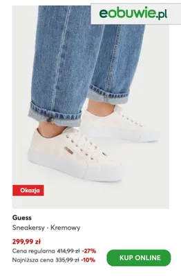 Sneakersy Guess Kremowy promocja w eobuwie.pl