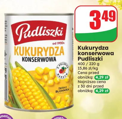 Kukurydza konserwowa Pudliszki promocja w Dino