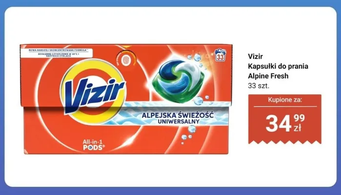 Kapsułki do prania Alpine Fresh Vizir promocja w Dino