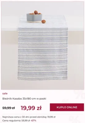 Bieżnik Kasabo 35x180 cm w paski promocja w home&you