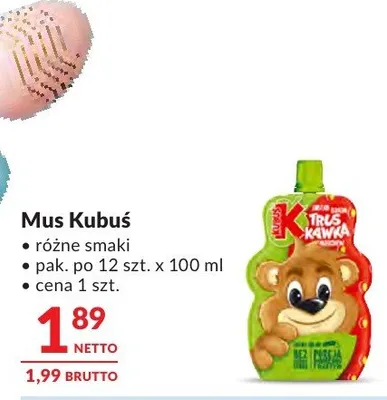 Mus Kubuś różne smaki promocja w Makro