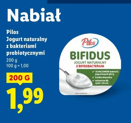 Jogurt Bifidus naturalny z bakteriami probiotycznymi promocja w Lidl